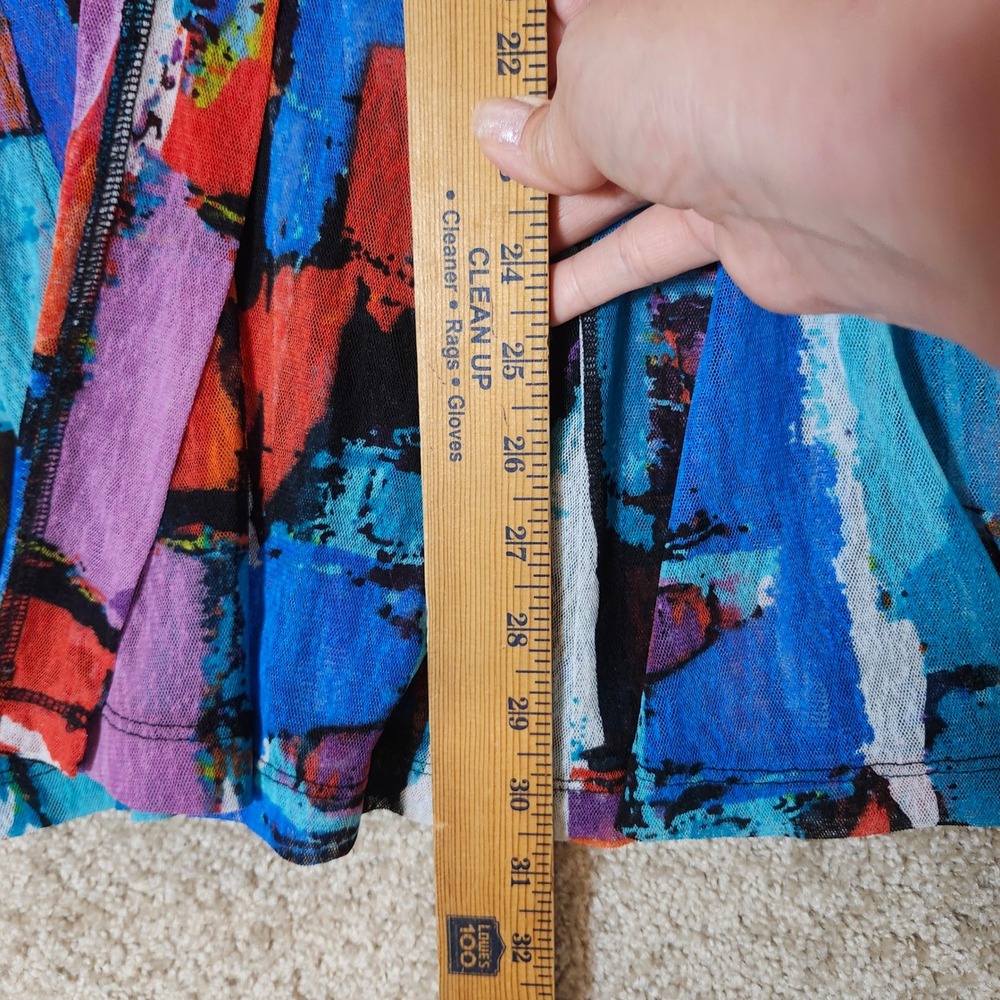 Ali Miles Cardigan Abstract Multicolor‎ Mesh Open Front Artistic Topper Size M - Picture 6 of 9